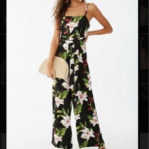 Floral self tie jumpsuit